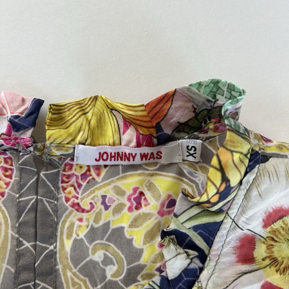 Johnny Was Cisco Ife Tank 100% Silk Tropical Floral Print Flowy Size XS Chic - Picture 6 of 10